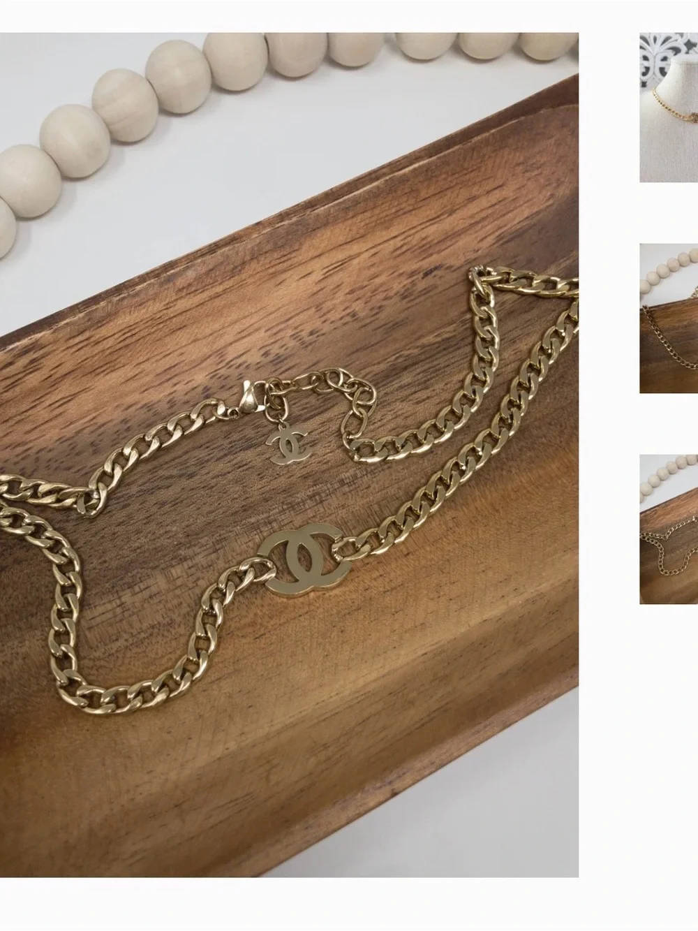 CHANEL Gold-Tone Chain Choker with Signature Interlocking Accent